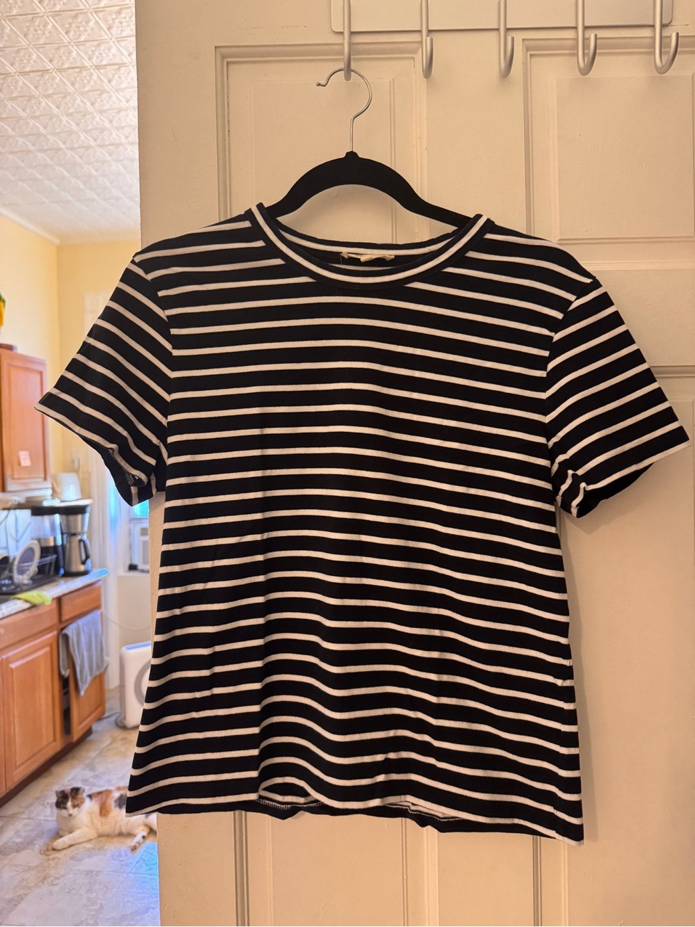 Madewell Black and White Striped Crewneck Tee